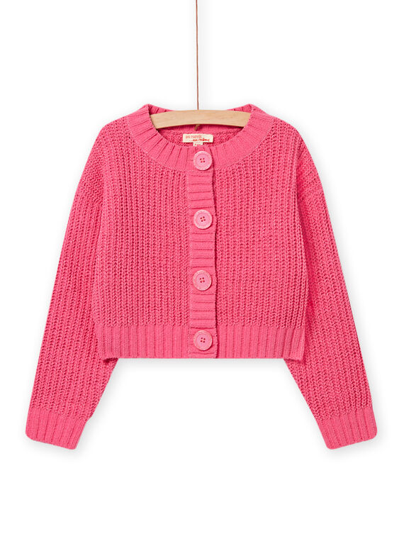 Cardigan en maille rose enfant fille NAJOCAR3 / 22S90163CAR313
