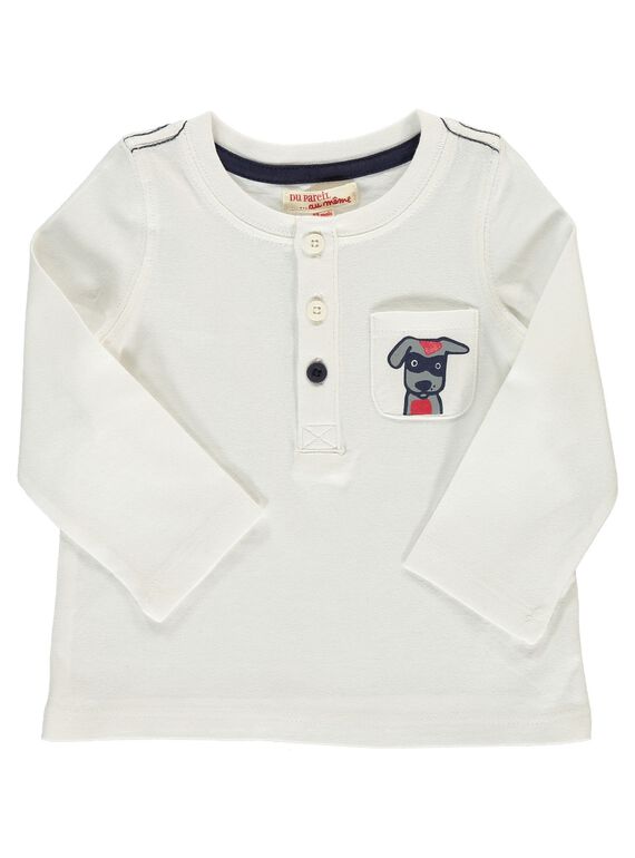 Tee-shirt manches longues écru bébé garçon DUJOTUN4 / 18WG1037TML001