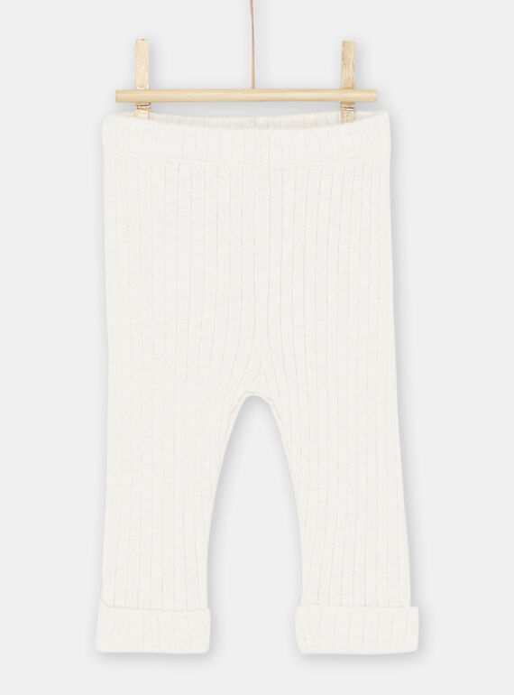 Legging côtelé beige clair bébé fille SYIJOLEGCO1 / 23WI09B4CALA011
