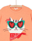 T-shirt orange à manches courtes à animation animalier - Mixte ROSPATI4 / 23S902P2TMCE413