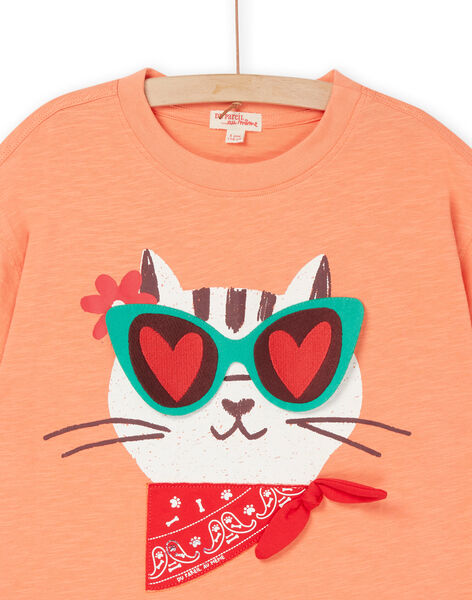 T-shirt orange à manches courtes à animation animalier - Mixte ROSPATI4 / 23S902P2TMCE413