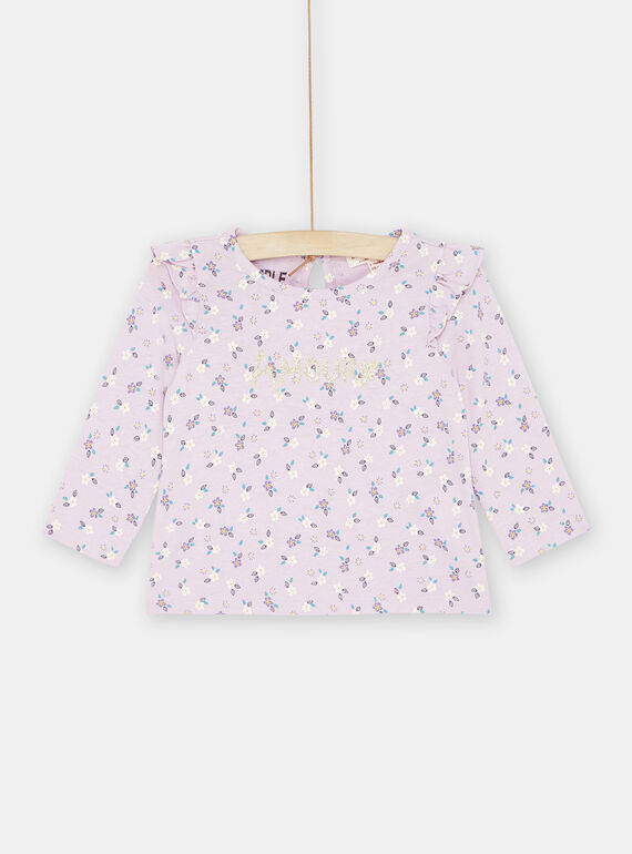 T-shirt parme à imprimé fleuri bébé fille SILINTEE2 / 23WG09H2TML320
