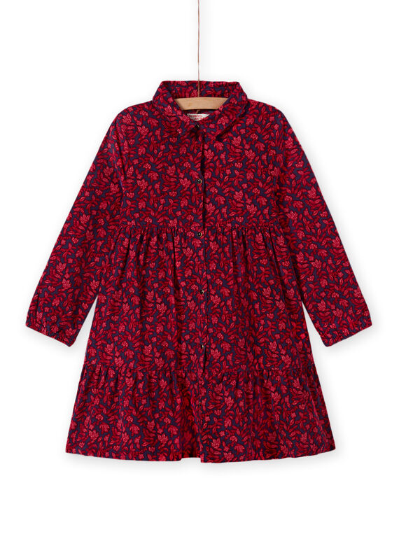 Robe bleue col chemise à imprimé fleuri enfant fille MAFUNROB3 / 21W901M2ROBH703