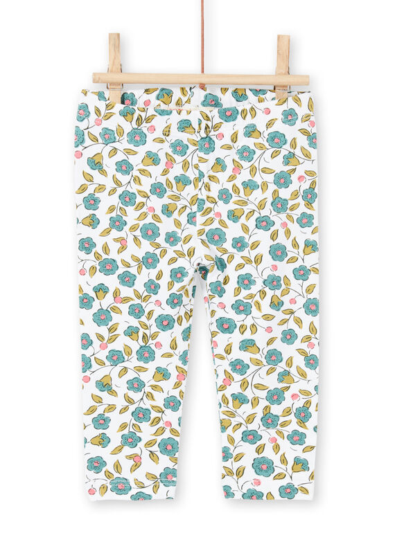 Legging écru imprimé fleuri bébé fille MYIKALEG / 21WI09I1CAL001