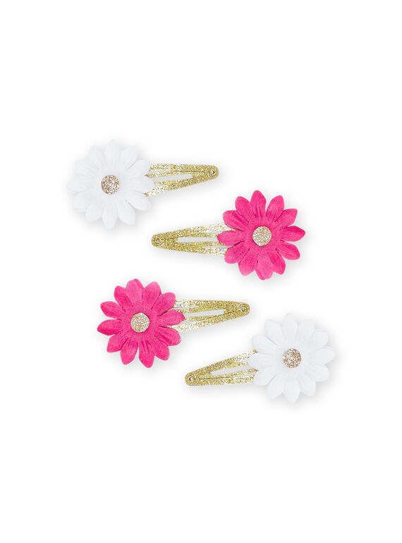 Lot de 4 barrettes dorées à motif fleur RYAJOCLIC6 / 23SI01B3BRTK008