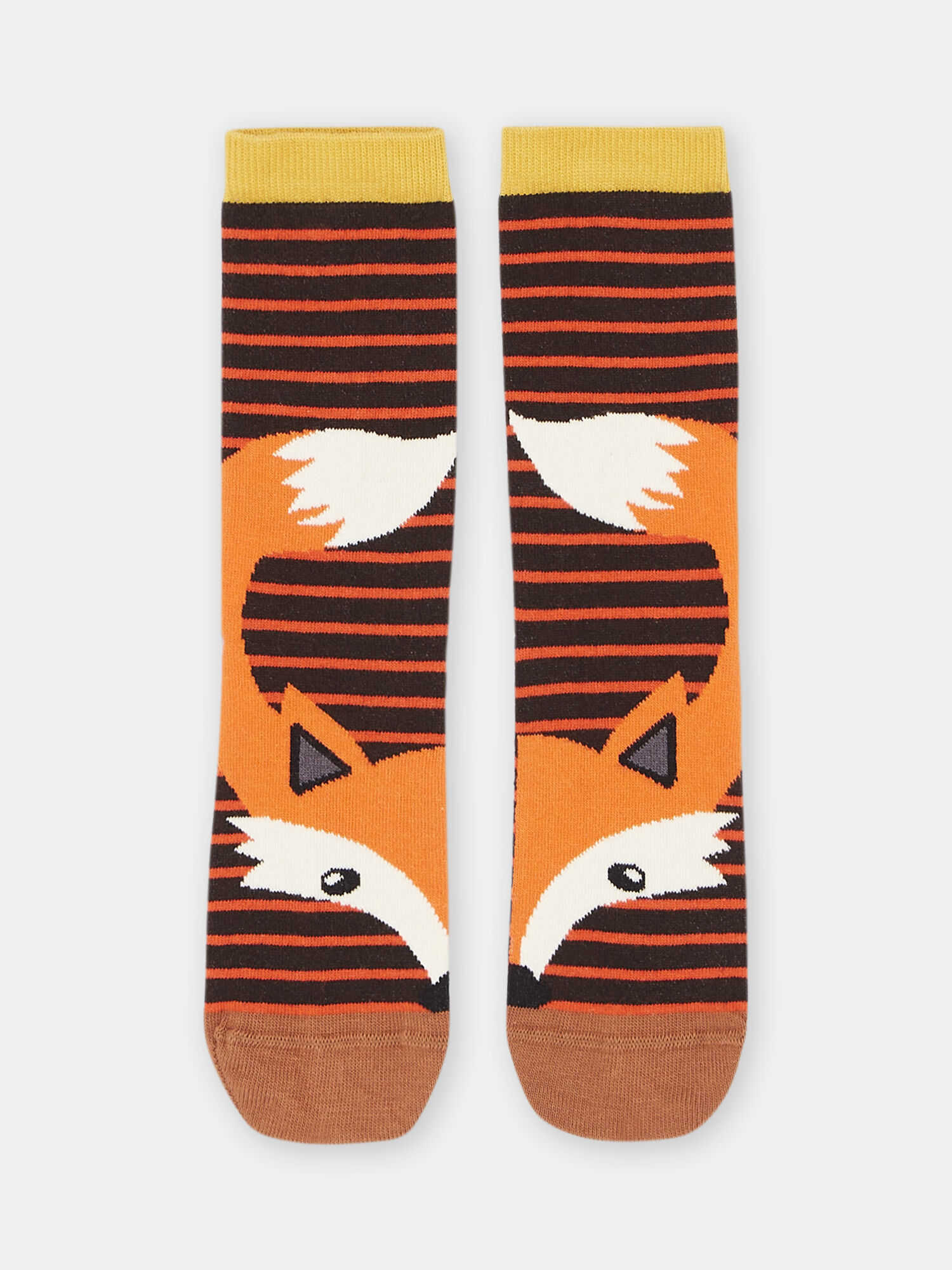 Chaussettes orange motif renard gar on Chaussettes DPAM