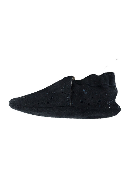 Chausson cuir souple fantaisie étoiles  bébé fille marine GNFSTAR / 19WK37Z1D3S070