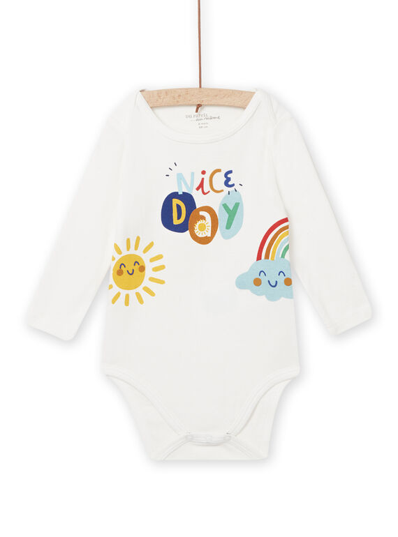 Body écru motifs soleil et arc-en-ciel colorés bébé garçon NEGABODEME / 22SH14I9BDL001