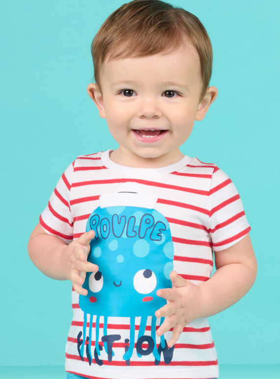 T-shirt manches courtes blanc bébé garçon NUFICTI1 / 22SG10U3TMC000