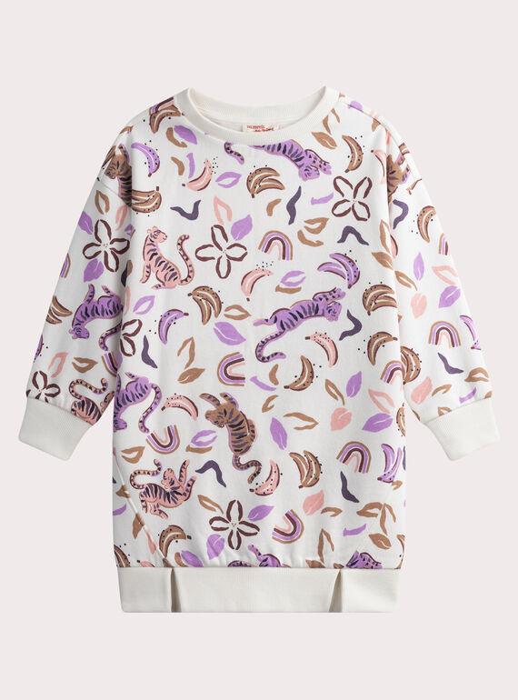 Robe en molleton imprimée rose pale WALANROB2 / 25S90141ROB003