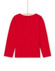 T-shirt manches longues rouge détail dentelle enfant fille MAJOSTEE5 / 21W90124TML511