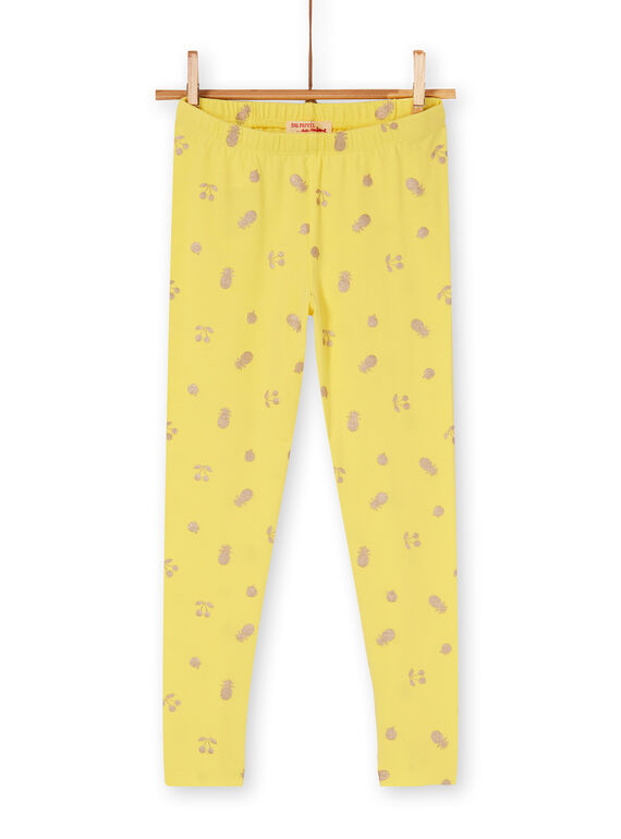 Legging jaune imprimé fruits enfant fille LYAJAULEG1 / 21SI01O1CAL116