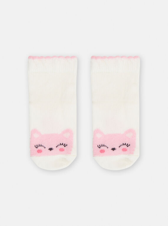 Chaussettes écrues à motif chaton pour bébé fille TYICLUSOQ / 24SI09C2SOQ001