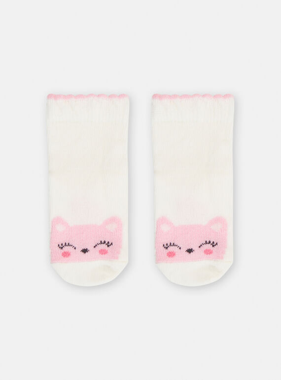 Chaussettes écrues à motif chaton pour bébé fille TYICLUSOQ / 24SI09C2SOQ001