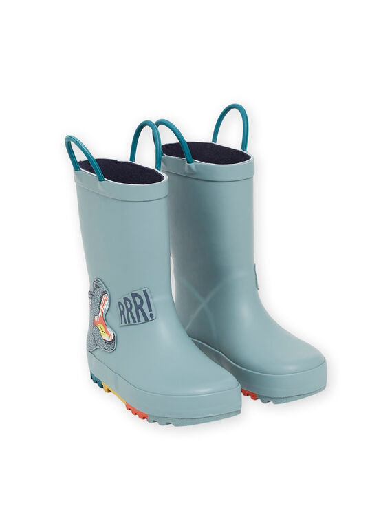 Bottes de pluie bleu-vert avec patch dinosaure bleu-gris ROPLUIDINO / 23KK3611D0C600