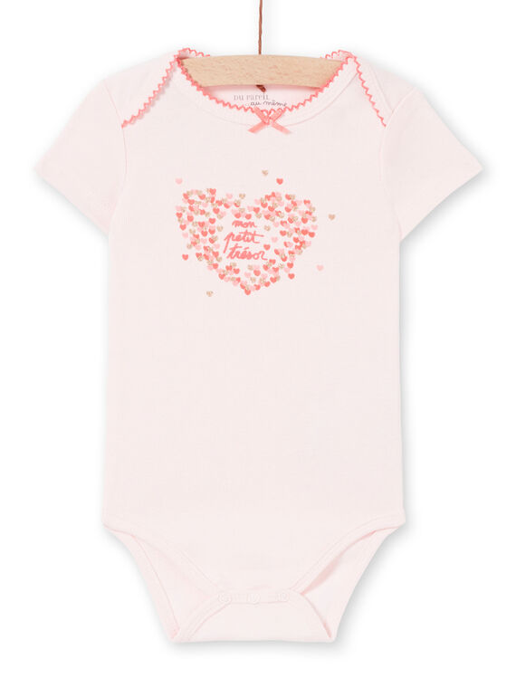 Body rose motifs cœurs roses et dorés irisés LEFIBODTRE / 21SH1324BDLD322