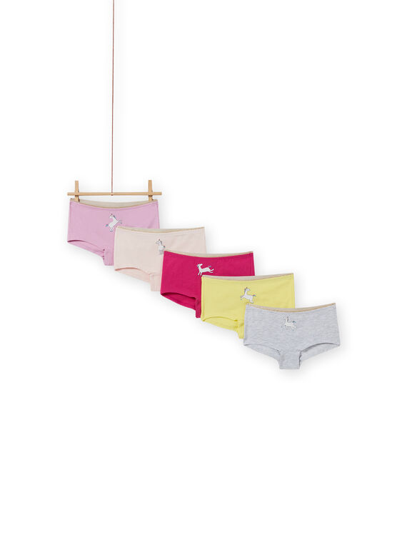 Lot de 5 shortys colorés assortis enfant fille MEFAHOTSEM / 21WH11B3SHY943