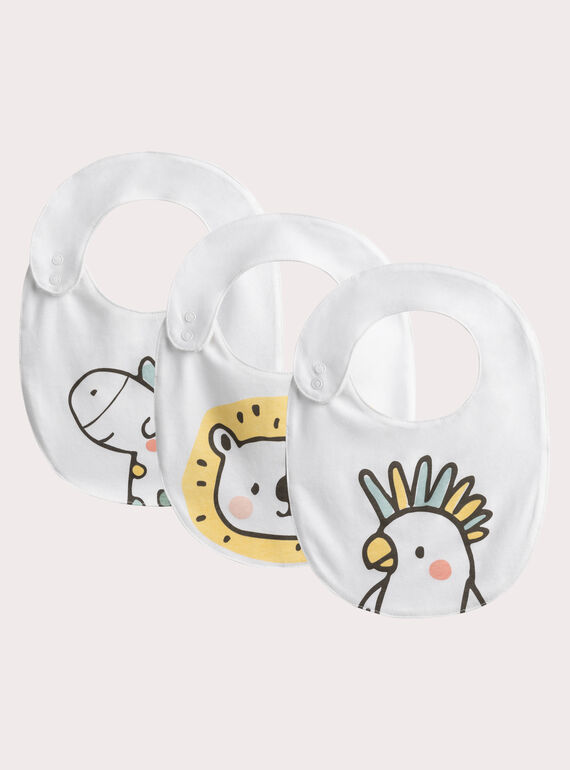 Lot de 3 bavoirs naissance imprimé savane  WOU3BAV / 25SF42X1BAV005