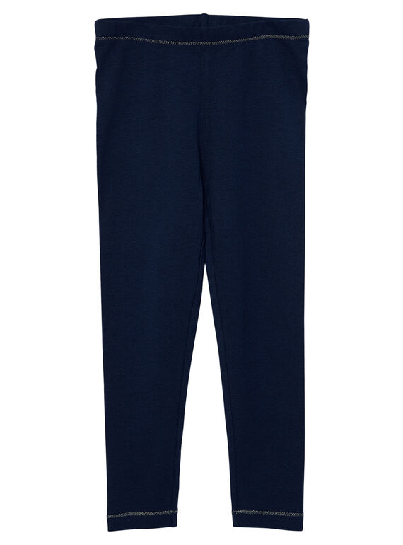 Legging uni bleu marine enfant fille JYAESLEG2 / 20SI0163D26070