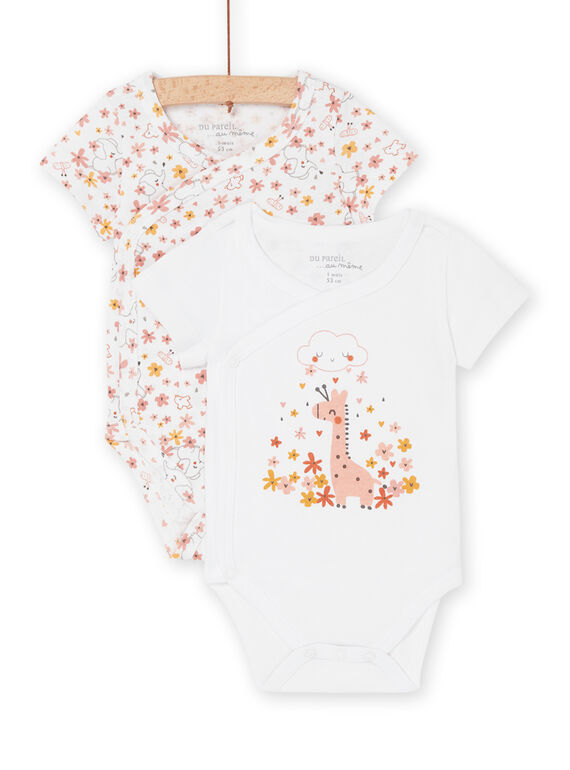Lot de 2 bodys blancs à motif et imprimé fantaisie ROU2BOD4 / 23SF03I1BDN000