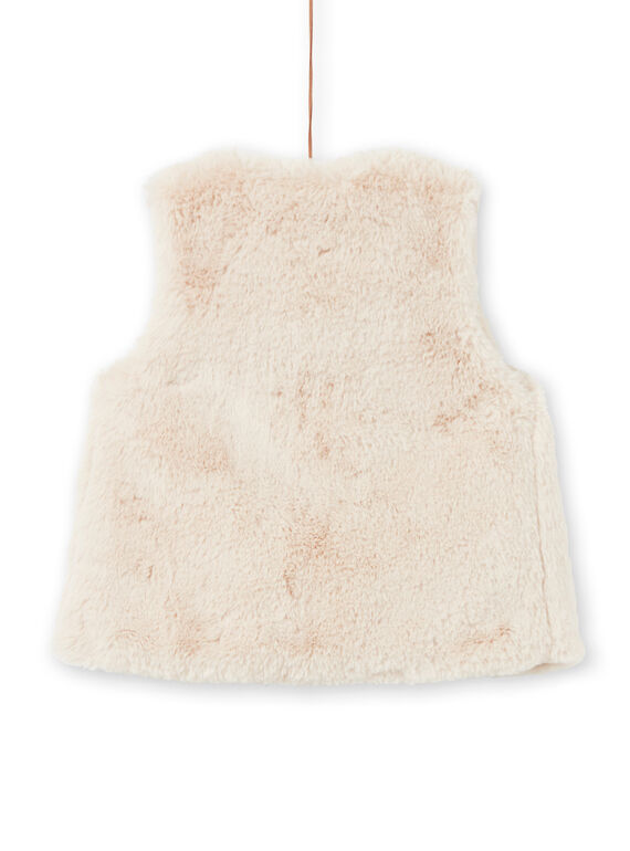 Gilet en fausse fourrure réversible écru enfant fille MAMIXCAR3 / 21W901J3CAR009