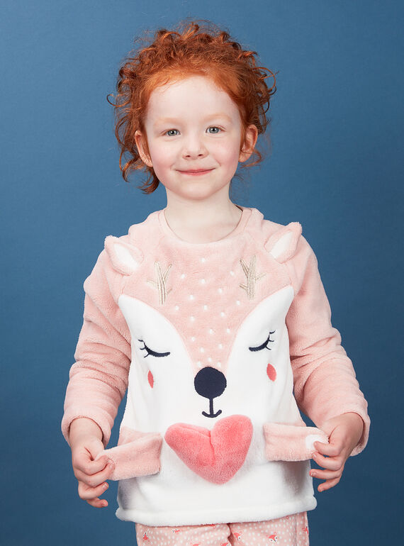 Pyjama enfant fille motif biche KEFAPYJDOE / 20WH11C2PYJD329