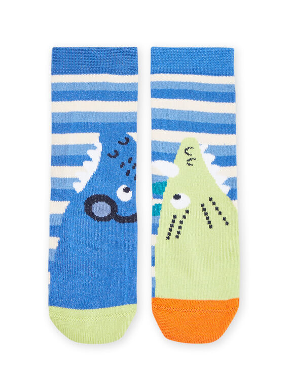 Chaussettes bleues à imprimés dinosaures et à rayures RYOJOCHO1 / 23SI0271SOQ221