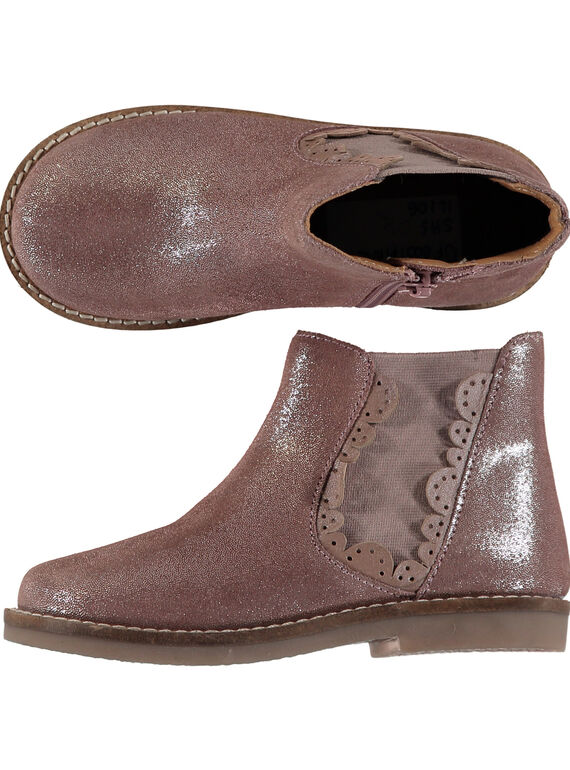Chelsea boots coûte de cuir rose à paillettes enfant fille GFBOOTPINK / 19WK35I5D0D030
