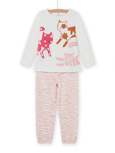 Ensemble pyjama T-shirt et pantalon motif chats enfant fille MEFAPYJCAT / 21WH1184PYJ001