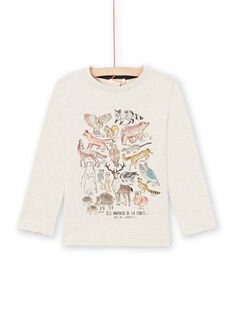 T-shirt manches longues beige chiné à motifs animaux de la forêt enfant garçon MOSAUTEE3 / 21W902P2TMLA013