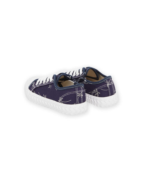 Basket à lacet et zip garçon en toile imprimée bleue ROTOILBLUE / 23KK3673D16070