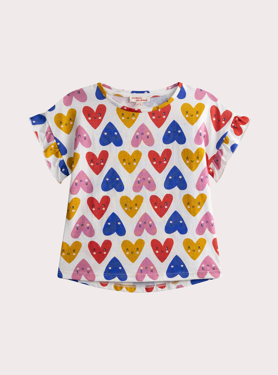 T-shirt  manches courtes imprimé cœurs multicolores WAFITEE3 / 25S90152TML001