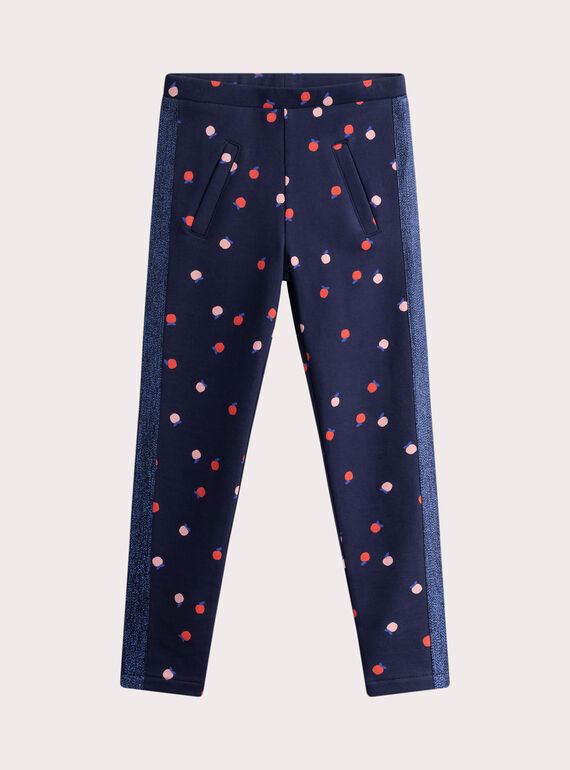 Pantalon moletton bleu marine imprimé fruité WAJOMOL2 / 25S901K3PAN070