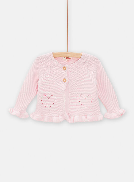 Cardigan rose en tricot pour bébé fille TIDECAR2 / 24SG09J2CAR309