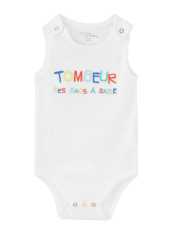 Body bébé garçon manches débardeurs blanc  JEGABODTYP / 20SH14V4BDL000