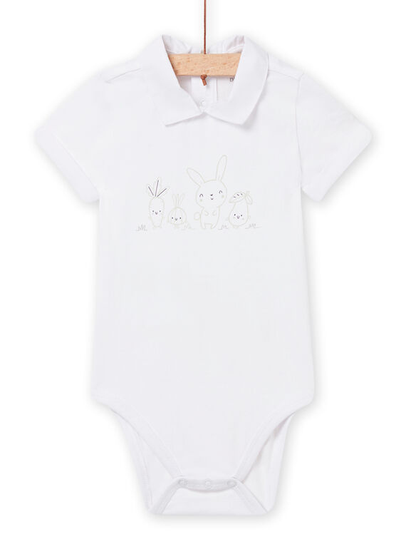 Body blanc à motifs lapin et légumes naissance garçon NOU2BOD2 / 22SF0451BOD000