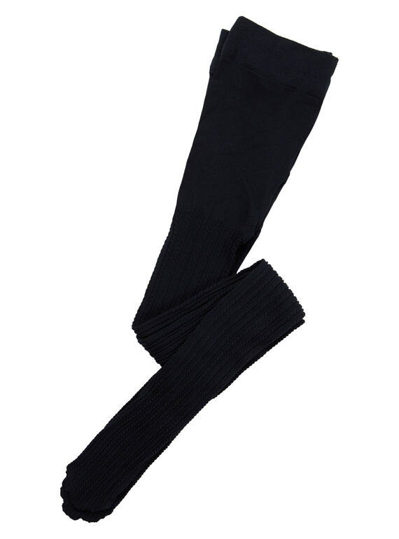 Collant fille en polyamide noir avec torsade JYAESYCOL1 / 20SI0166COL090