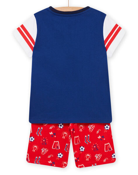 Ensemble de pyjama T-shirt et short à imprimé football bleu électrique enfant garçon NEGOPYCFOOT / 22SH12H3PYJ217