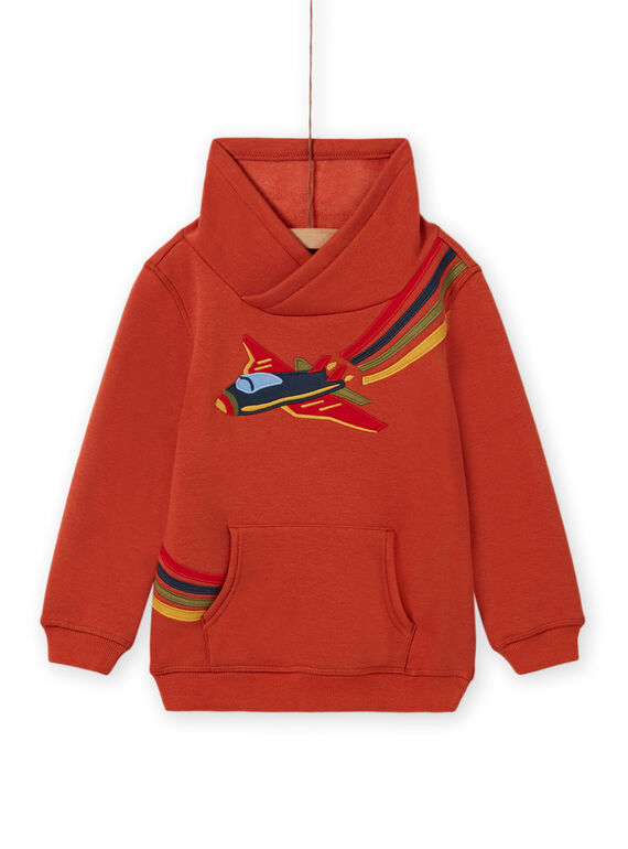 Sweat-shirt orange motif avion coloré enfant garçon MOCOSWE / 21W902L1SWE408