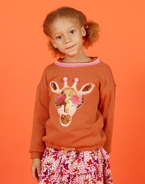Sweat-shirt motif girafe à sequins réversibles enfant fille MACOMSWEA / 21W901L1SWE420