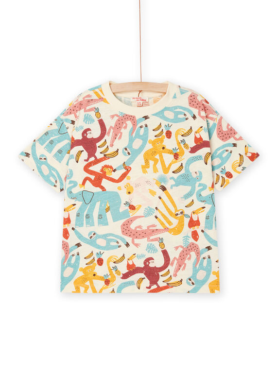 T-shirt blanc crème à imprimé animaux sauvages ROSUMTI3 / 23S902Y4TMCA002