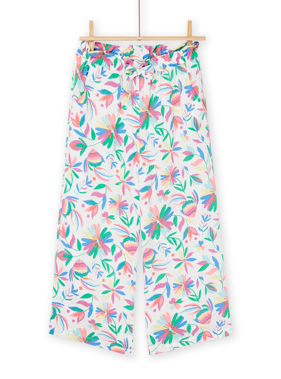 Pantalon fluide blanc à imprimé fleuri RAPOPANT / 23S901X1PAN000