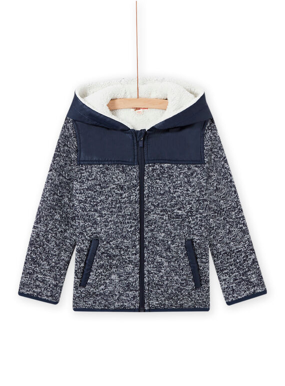 Veste zippée à capuche en matière technique bleu nuit enfant garçon MOJOTEKGIL1 / 21W902N2GIL705