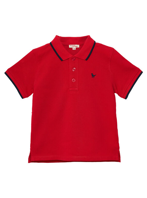 Polo garçon piqué rouge rayé au col JOJOPOL3 / 20S90251D2DF505