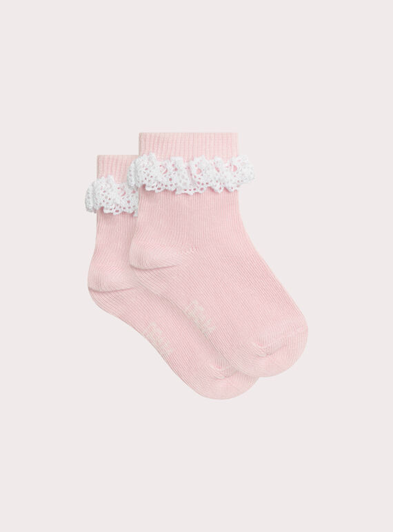 Chaussettes naissance roses à dentelle pour fille XOU2CHO1 / 25WF4061SOQ318