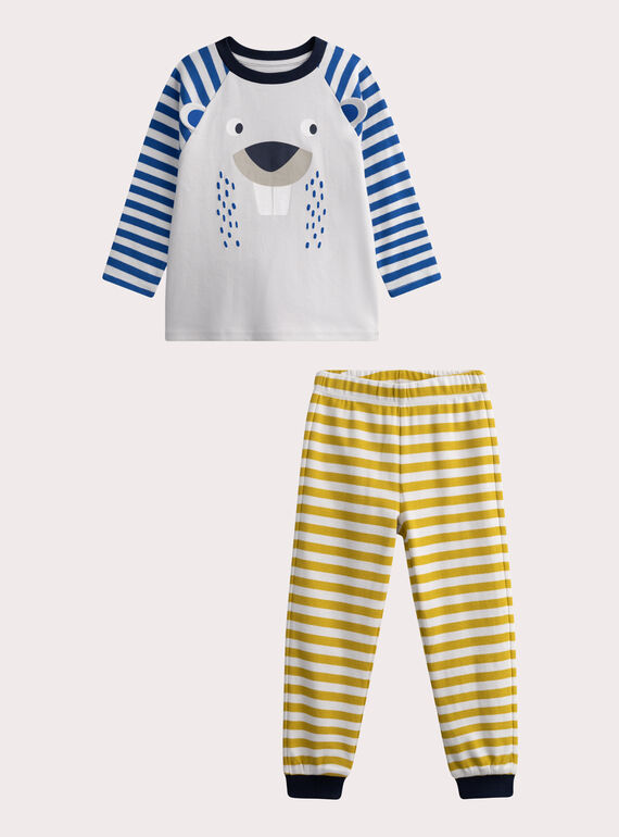 Pyjama phosphorescent rayé castor pour enfant garçon WEGOPYJCAS / 25SH12B7PYJ007