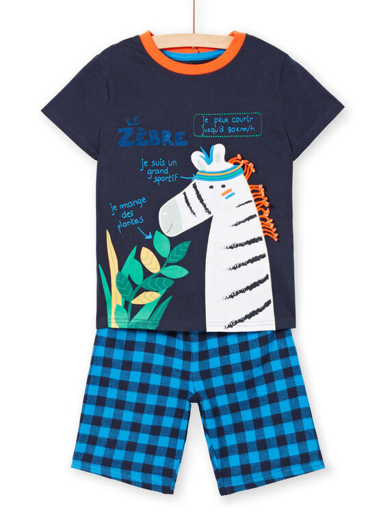 Pyjama T-shirt et short bleu marine et blanc enfant garçon LEGOPYCZEB / 21SH125HPYJ705