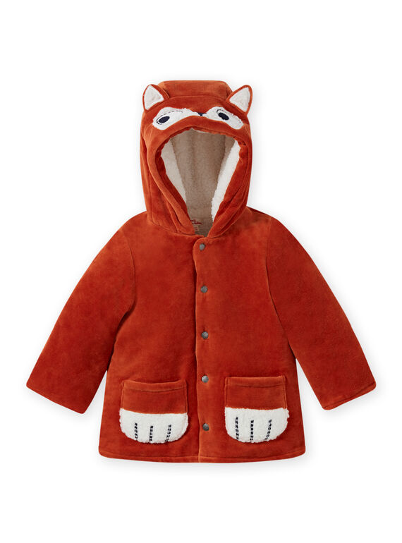 Parka à capuche motif renard en velours côtelé bébé garçon MUGROPAR / 21WG1051PAR408