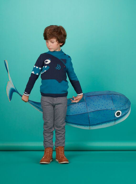 Pull tricot bleu animé enfant garçon KOECOPUL / 20W902H1D5DC217