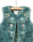 Gilet sans manches réversible brodé en fausse fourrure enfant fille MAKACAR2 / 21W901I2CAR612
